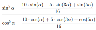 trigonometrische functies - Vijfde graad